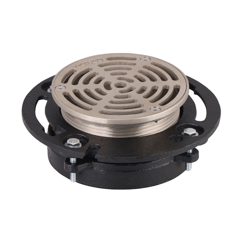 GH-6026 Gusseisen verstellbarer Bodenabfluss mit runden Messinggitter und Sieb